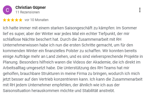 Google Bewertung von Christian Güpner