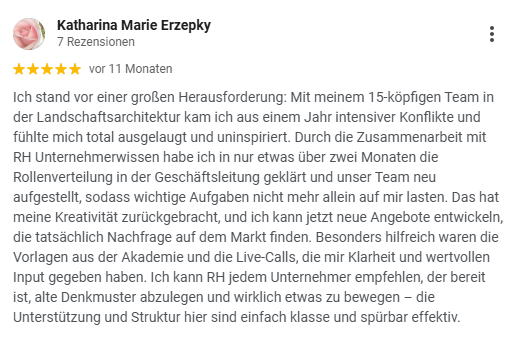 Google Bewertung von Katharina Marie Erzepky