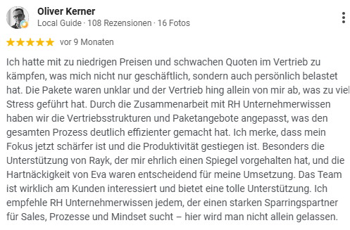 Google Bewertung von Oliver Kerner